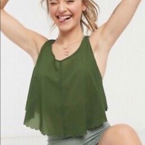 NWT: Free People Pretty Lil Running Top - Army (M)